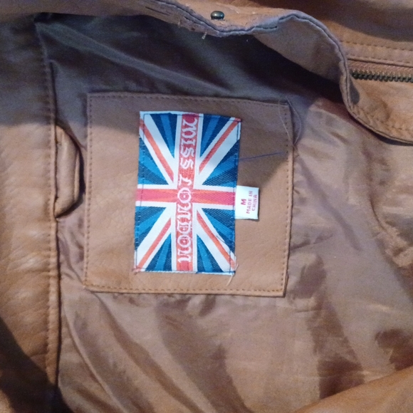 Camel Faux Leather Jacket - Picture 2 of 5